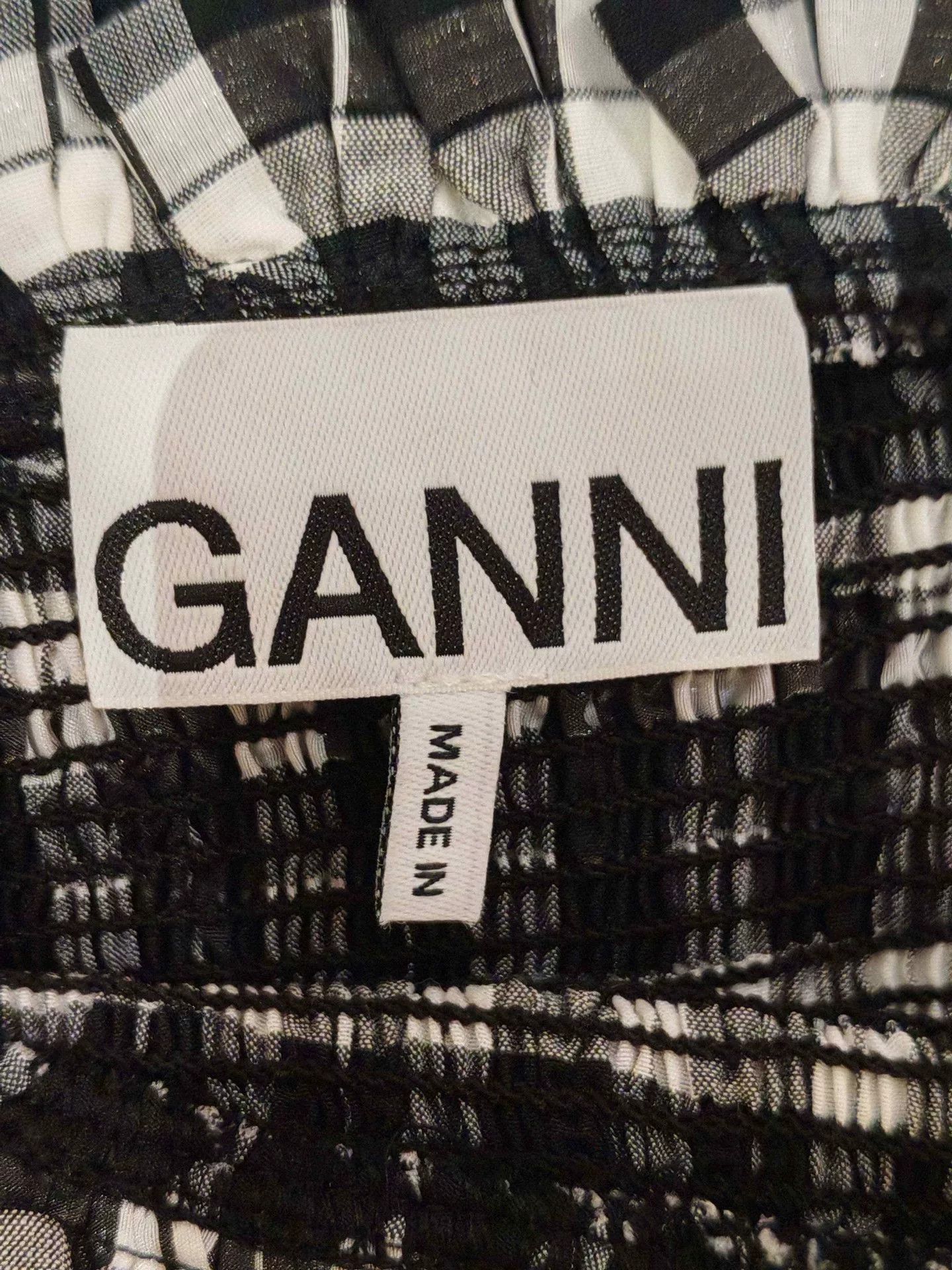 Ganni Ganni Black White Plaid Sling Dress Size XXS / US 00 / IT 34 - 3 Thumbnail
