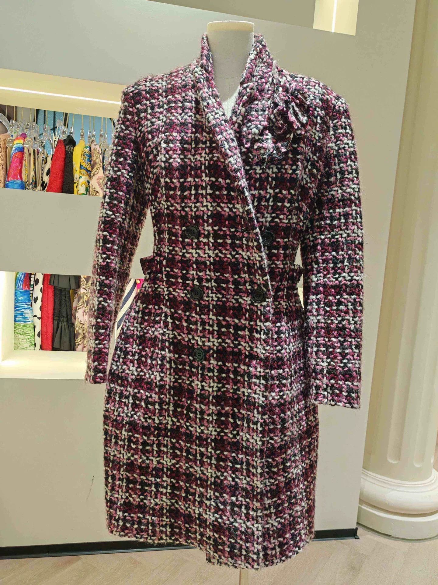 Ermanno Scervino Ermanno Scervino Pink Tweed Coat Size S / US 4 / IT 40 - 7 Thumbnail