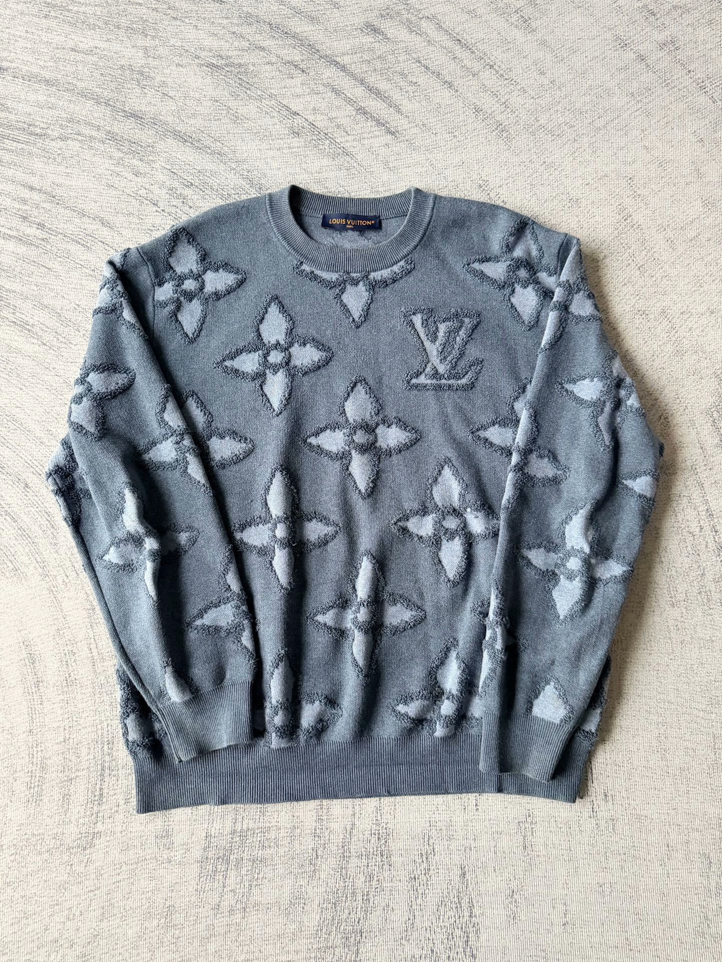 Louis Vuitton LV Denim Blue Logo Knit Sweater XL Size US XL / EU 56 / 4 - 3 Thumbnail