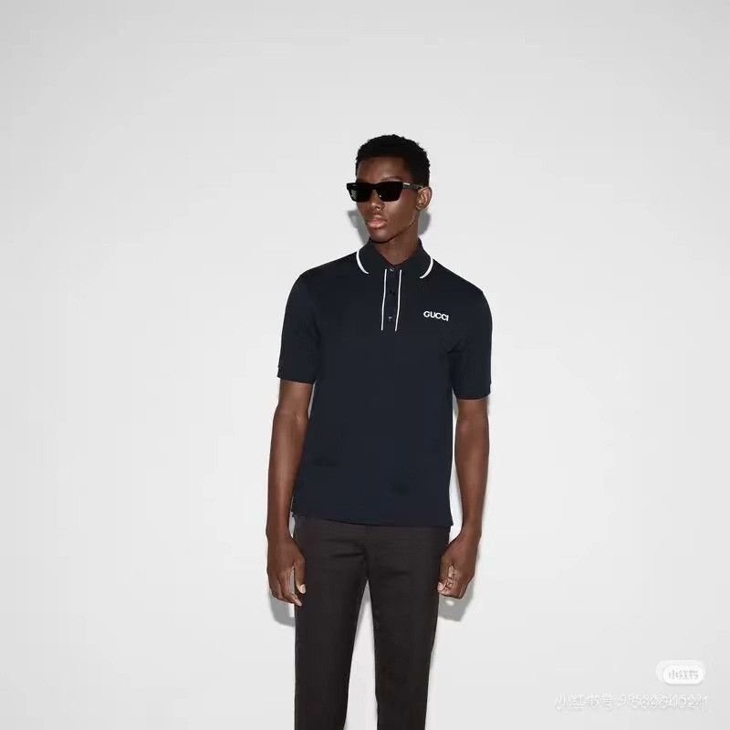 Gucci Gucci Men's Navy Logo Stripe Polo Size US M / EU 48-50 / 2 - 7 Thumbnail