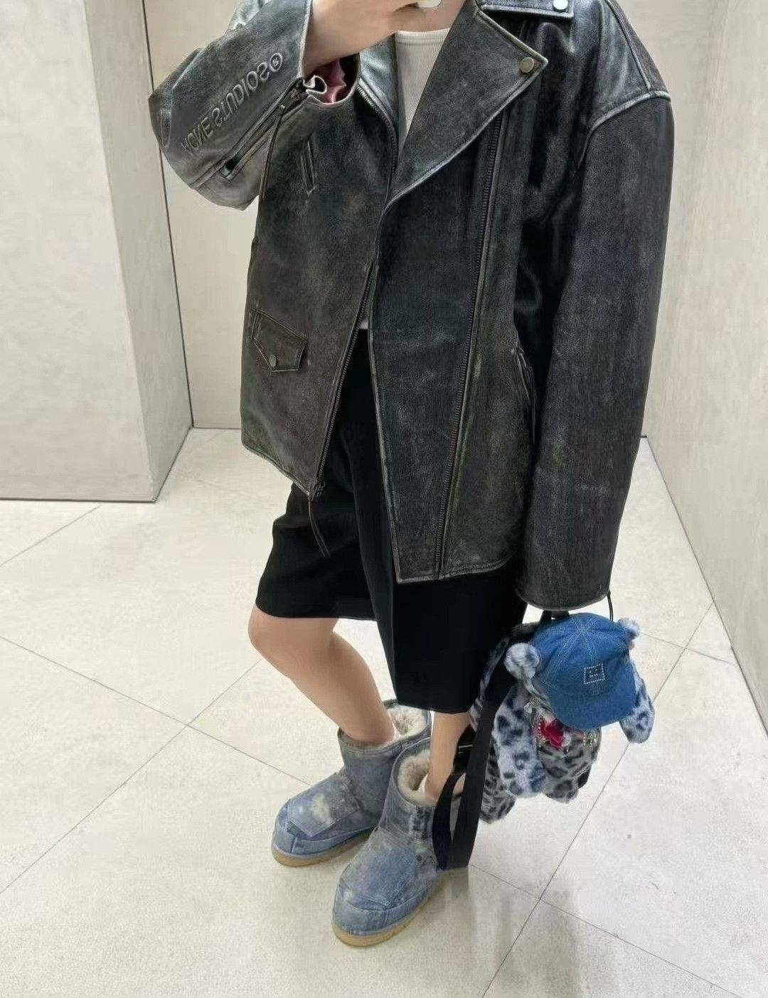 Acne Studios Acne Studios Men's Distressed Biker Jacket Size US S / EU 44-46 / 1 - 9 Thumbnail