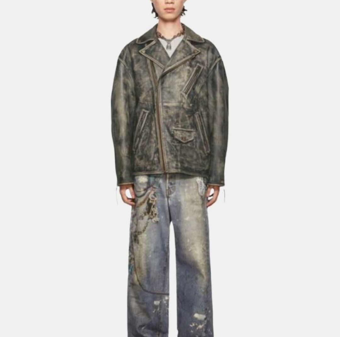 Acne Studios Acne Studios Men's Distressed Biker Jacket Size US S / EU 44-46 / 1 - 8 Thumbnail