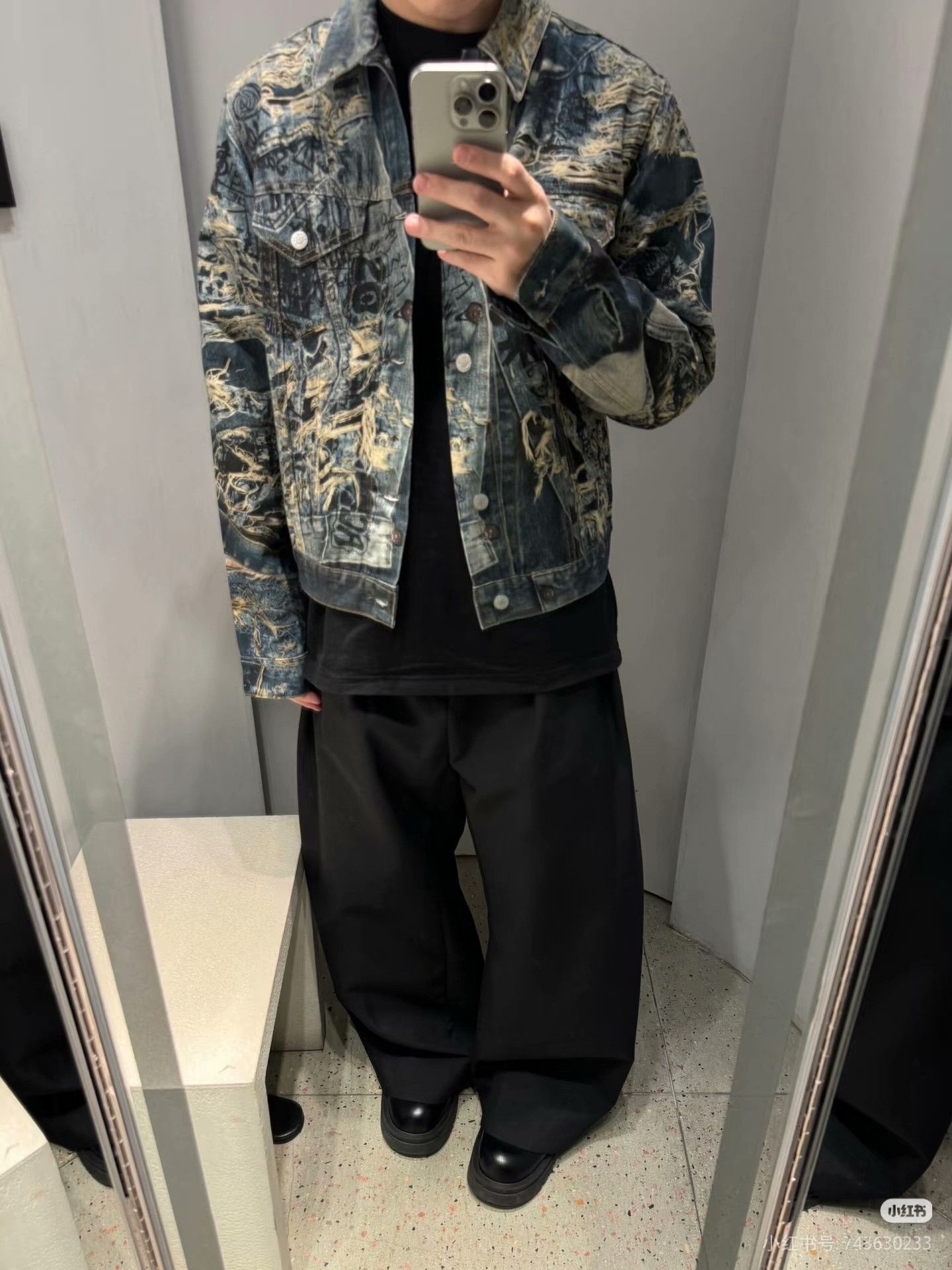 Acne Studios Acne Studios Men's 3D Graffiti Denim Jacket Size US M / EU 48-50 / 2 - 8 Thumbnail