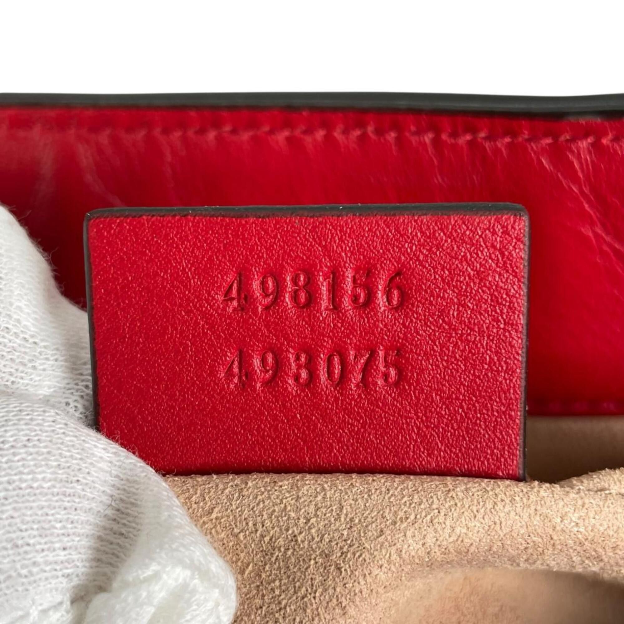 Gucci Gucci GG Apple Padlock Shoulder Bag, Canvas, 498156, Beige x Red Multicolor Size ONE SIZE - 19 Thumbnail