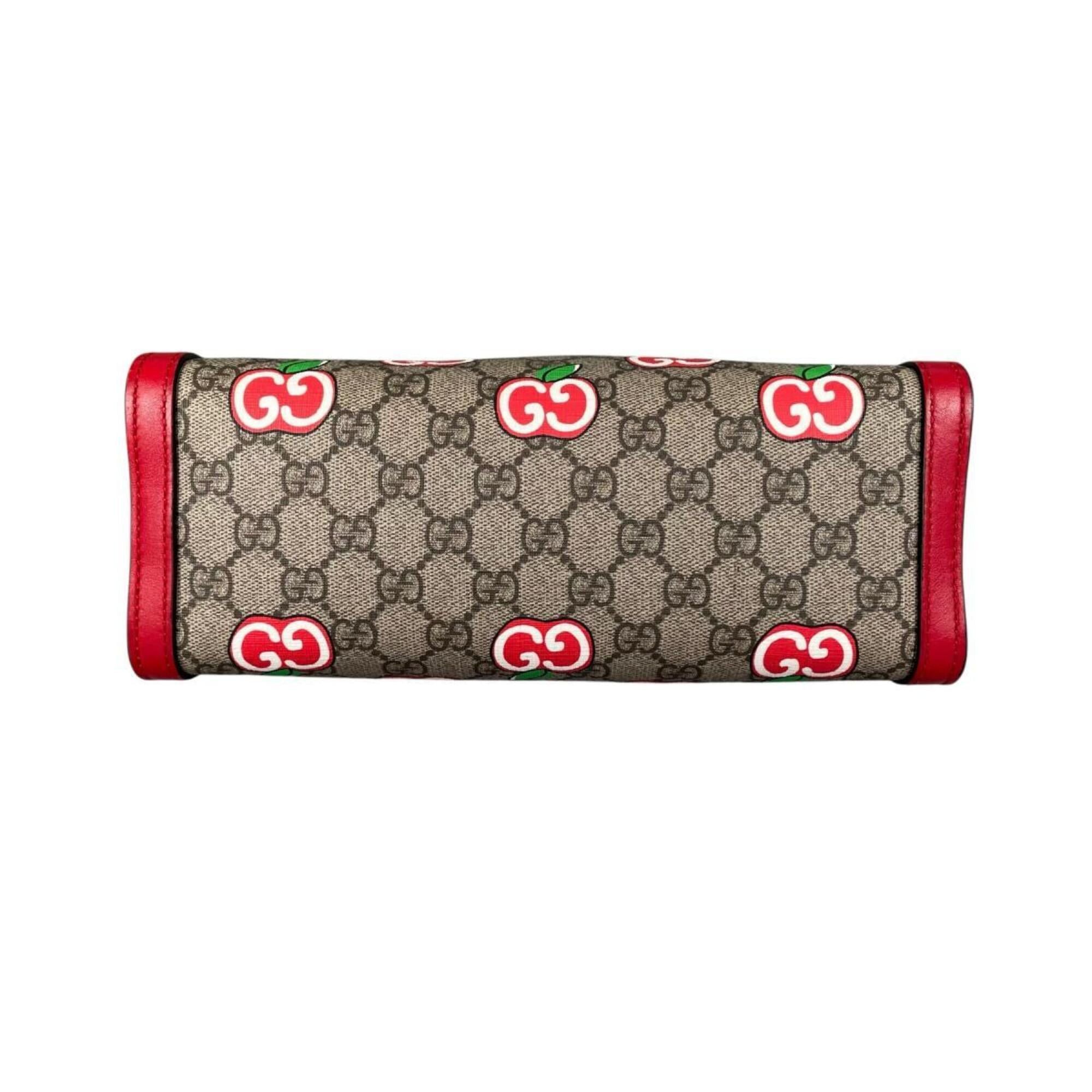 Gucci Gucci GG Apple Padlock Shoulder Bag, Canvas, 498156, Beige x Red Multicolor Size ONE SIZE - 4 Thumbnail