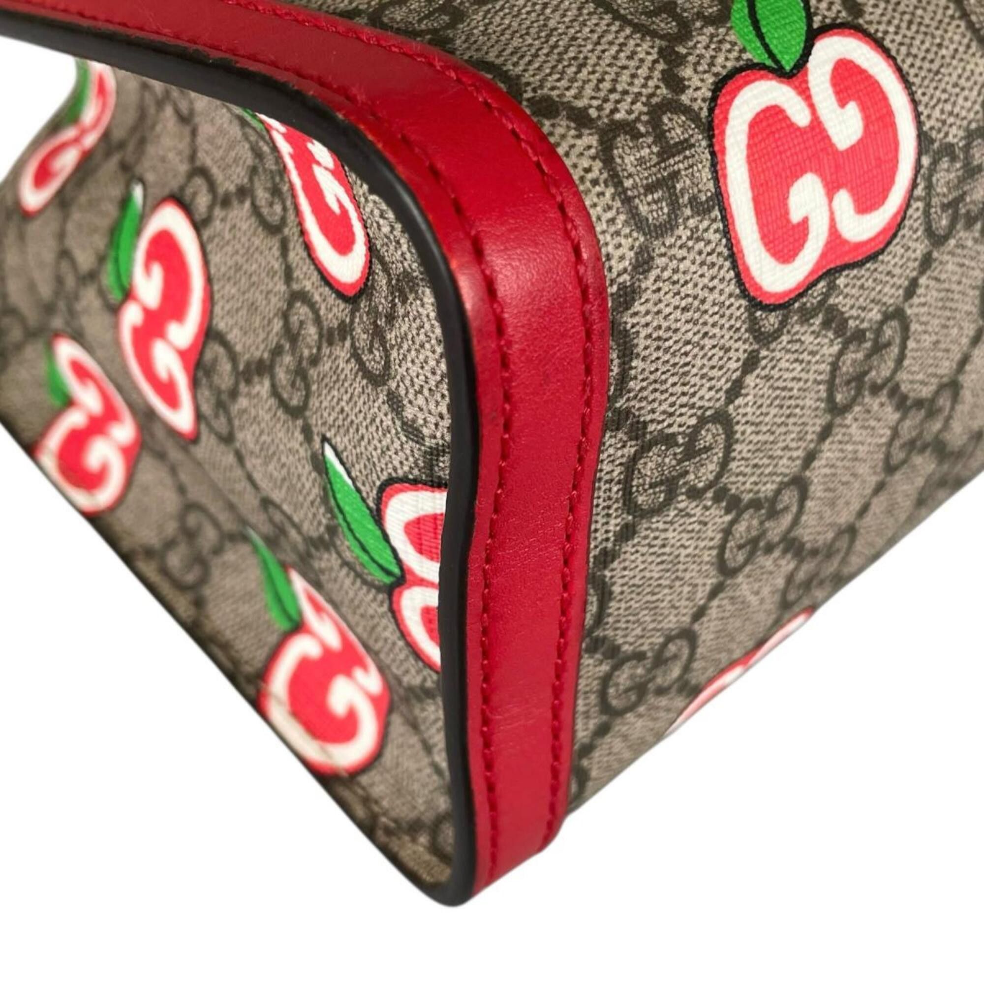 Gucci Gucci GG Apple Padlock Shoulder Bag, Canvas, 498156, Beige x Red Multicolor Size ONE SIZE - 7 Thumbnail