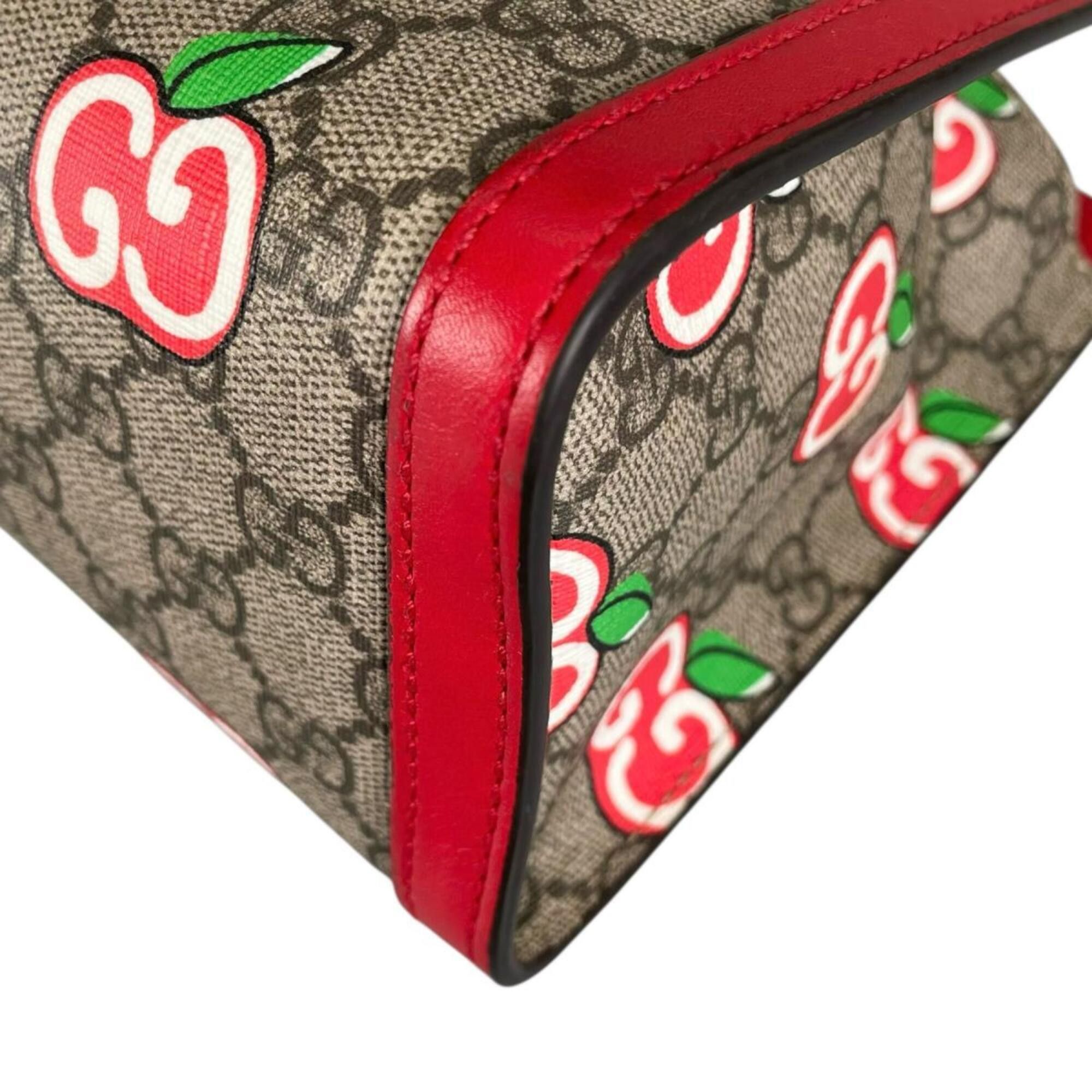Gucci Gucci GG Apple Padlock Shoulder Bag, Canvas, 498156, Beige x Red Multicolor Size ONE SIZE - 6 Thumbnail