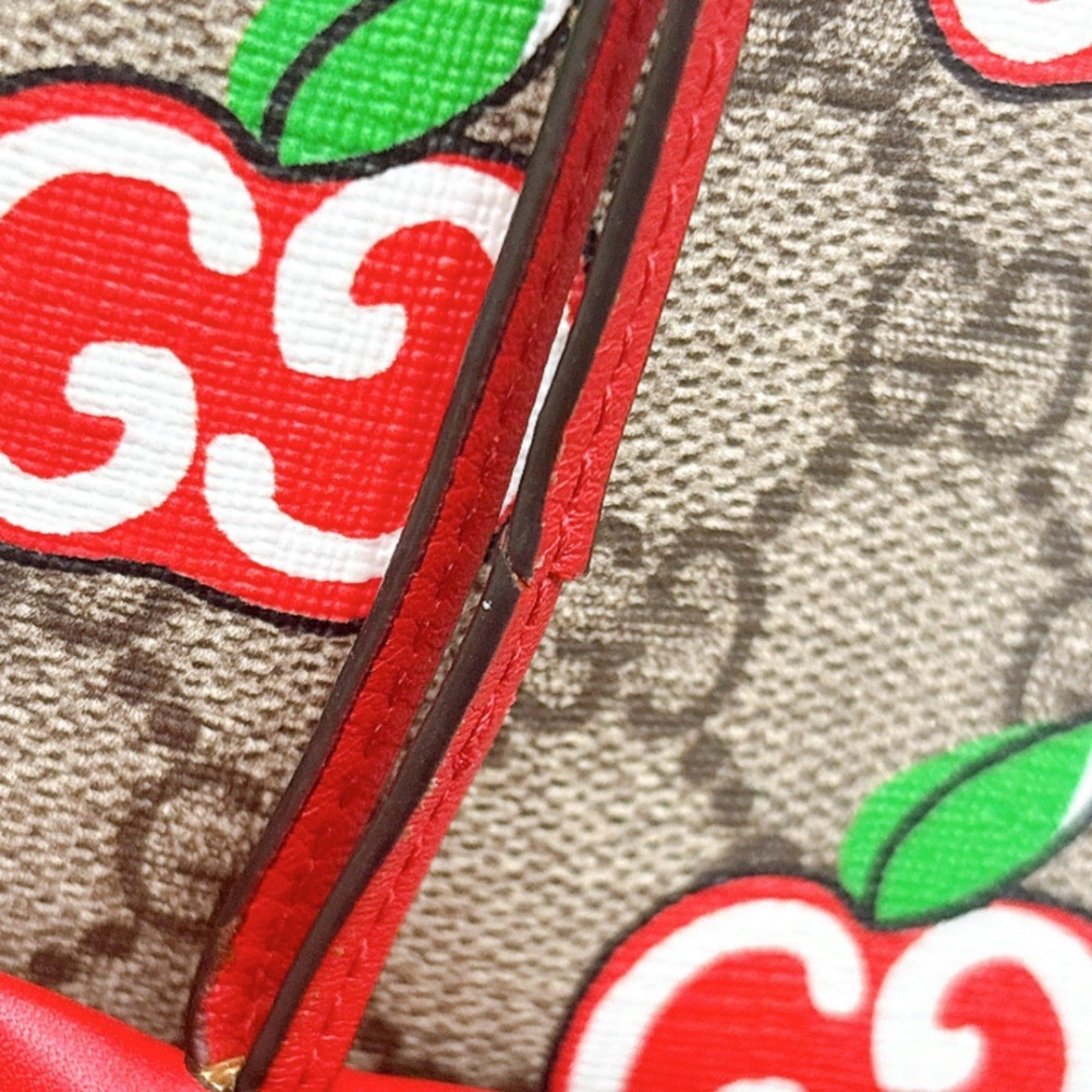 Gucci Gucci GG Apple Padlock Shoulder Bag, Canvas, 498156, Beige x Red Multicolor Size ONE SIZE - 10 Thumbnail