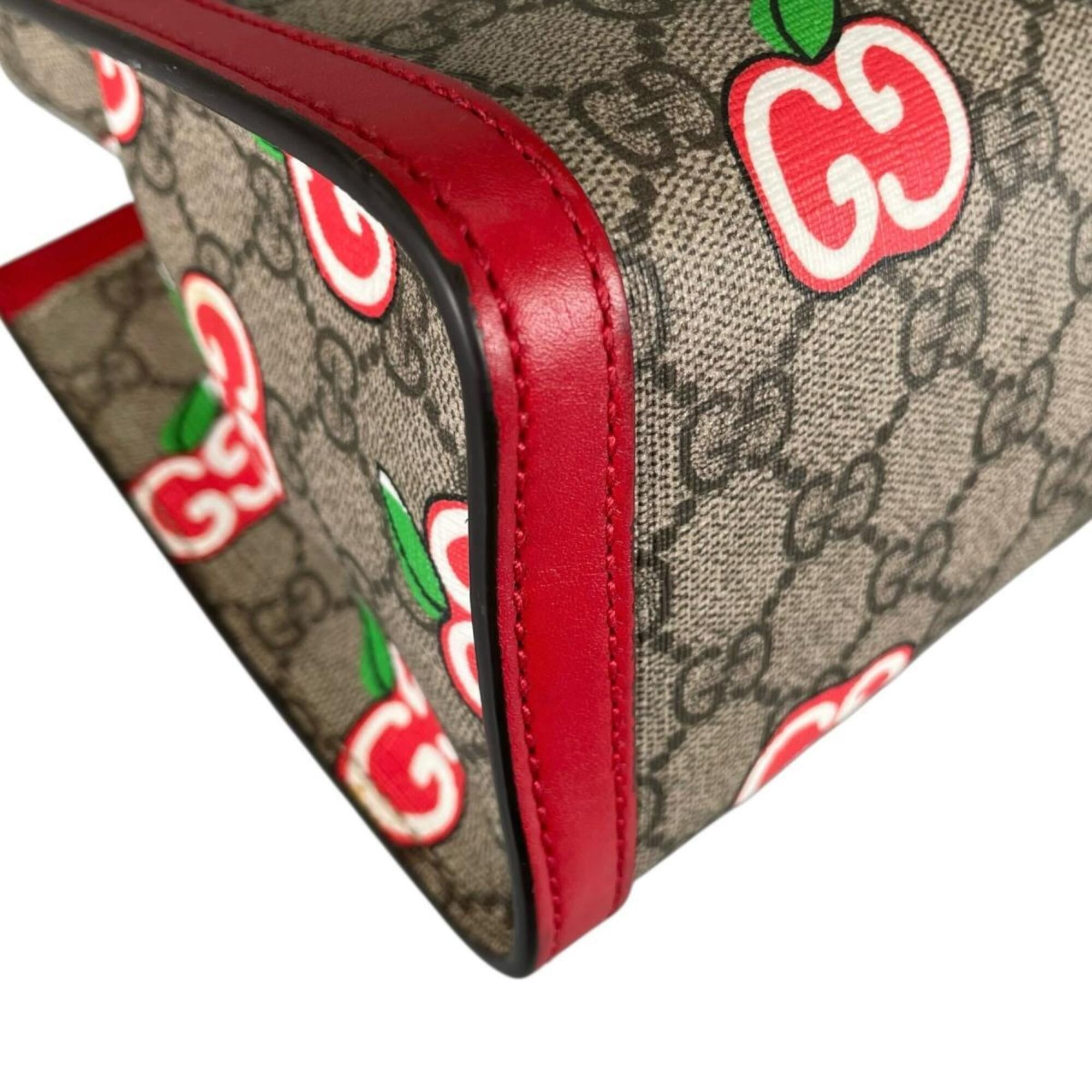 Gucci Gucci GG Apple Padlock Shoulder Bag, Canvas, 498156, Beige x Red Multicolor Size ONE SIZE - 9 Thumbnail