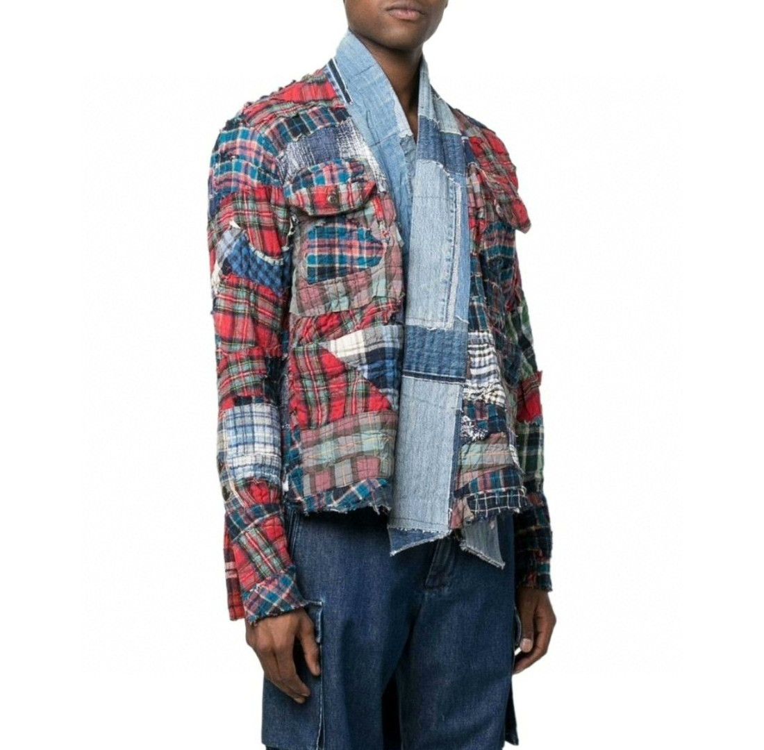Greg Lauren Greg Lauren Men's Plaid Patchwork Cardigan Size US M / EU 48-50 / 2 - 8 Thumbnail