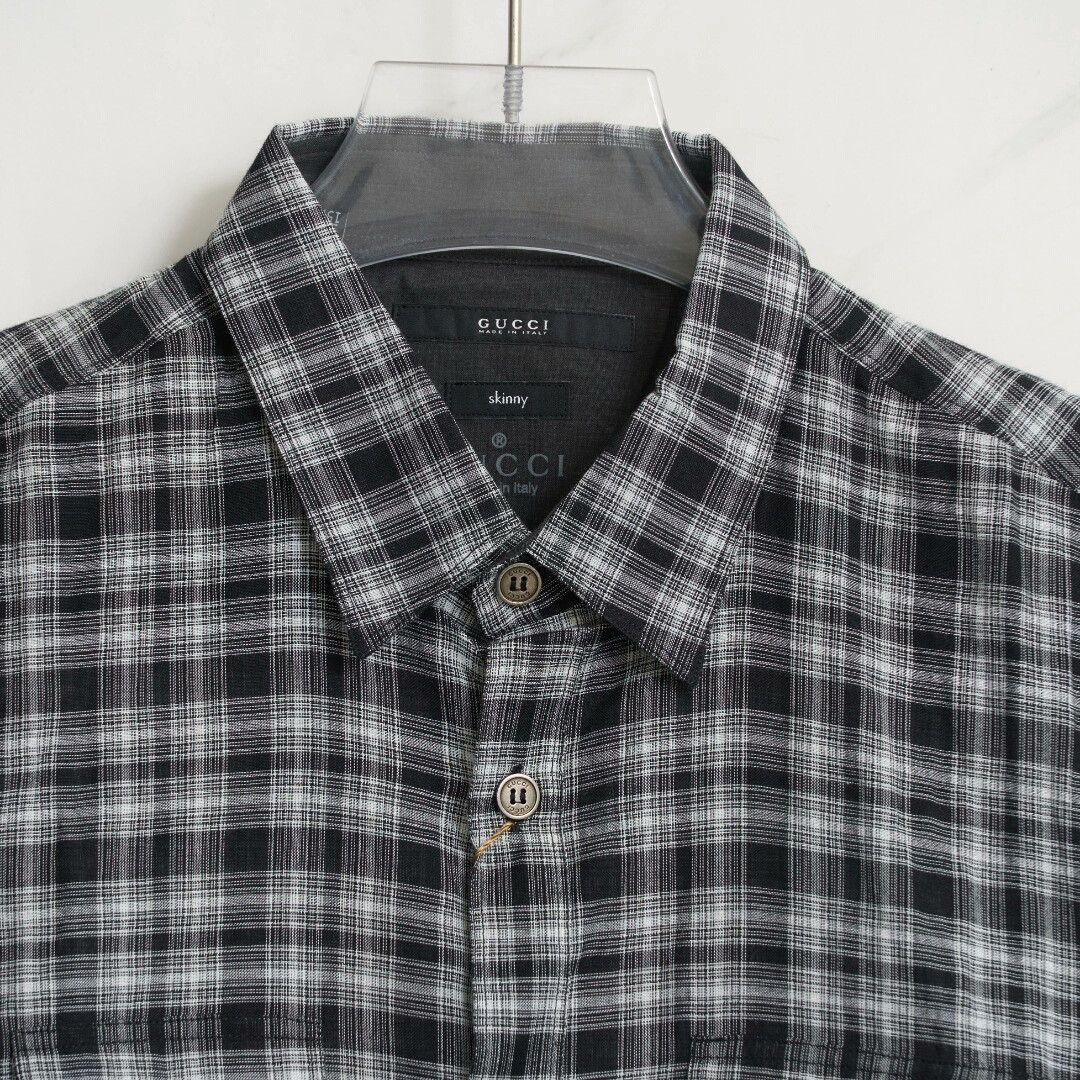 Gucci Gucci Men's Black White Check Shirt Size US XXS / EU 40 - 2 Thumbnail