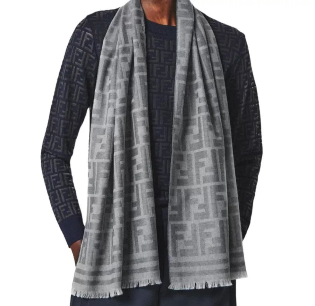 Fendi Fendi Men's FF Logo Wool Scarf Size ONE SIZE - 8 Thumbnail