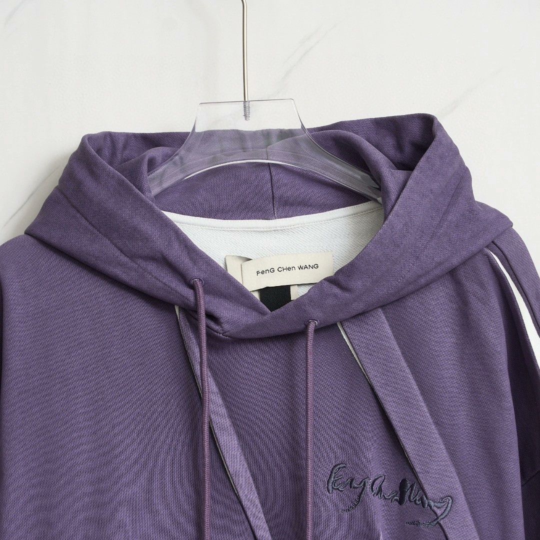Feng Chen Wang Feng Chen Wang Men's Embroidered Crinkled Hoodie Size US M / EU 48-50 / 2 - 2 Thumbnail