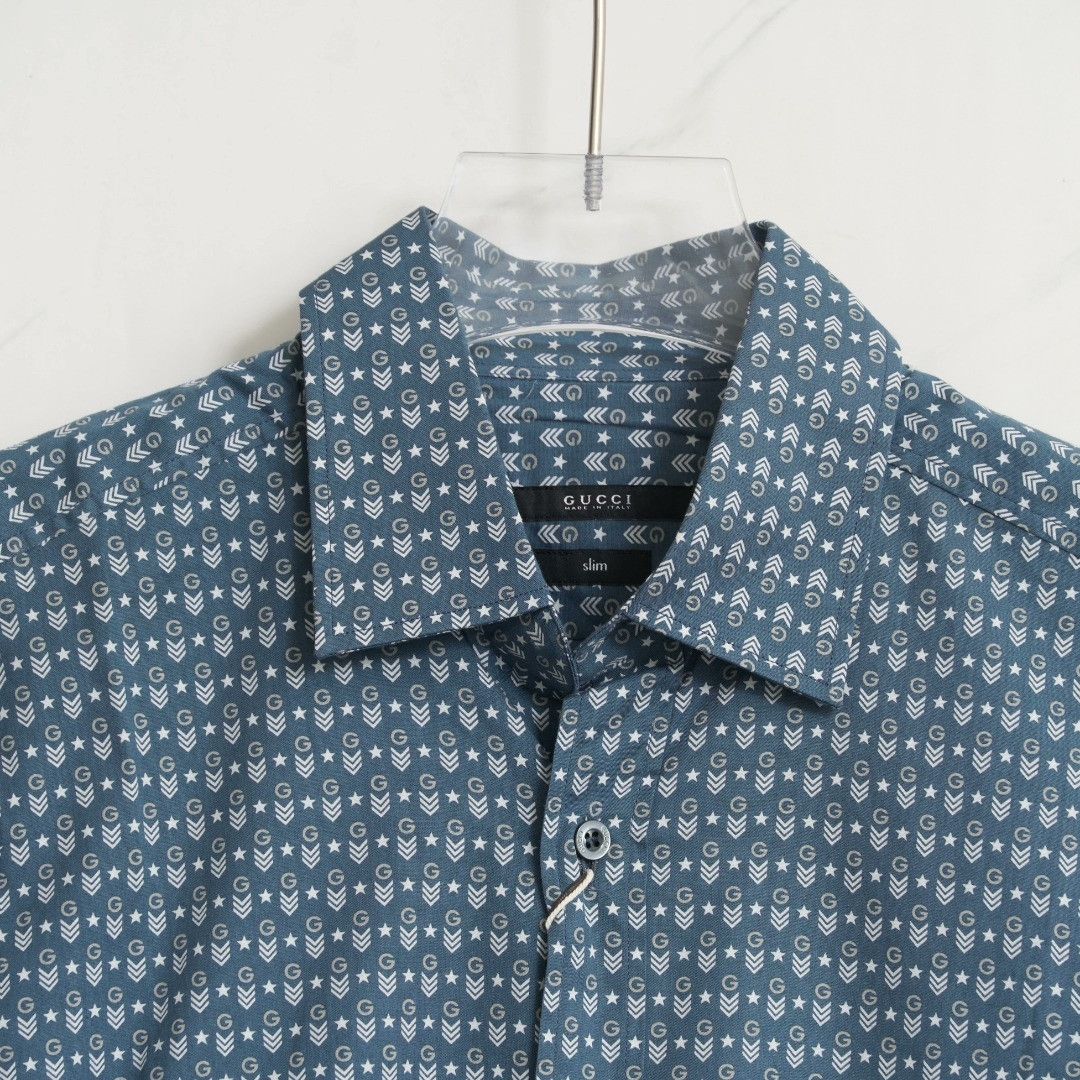 Gucci Gucci Men's Letter Arrow Print Shirt Size US M / EU 48-50 / 2 - 2 Thumbnail