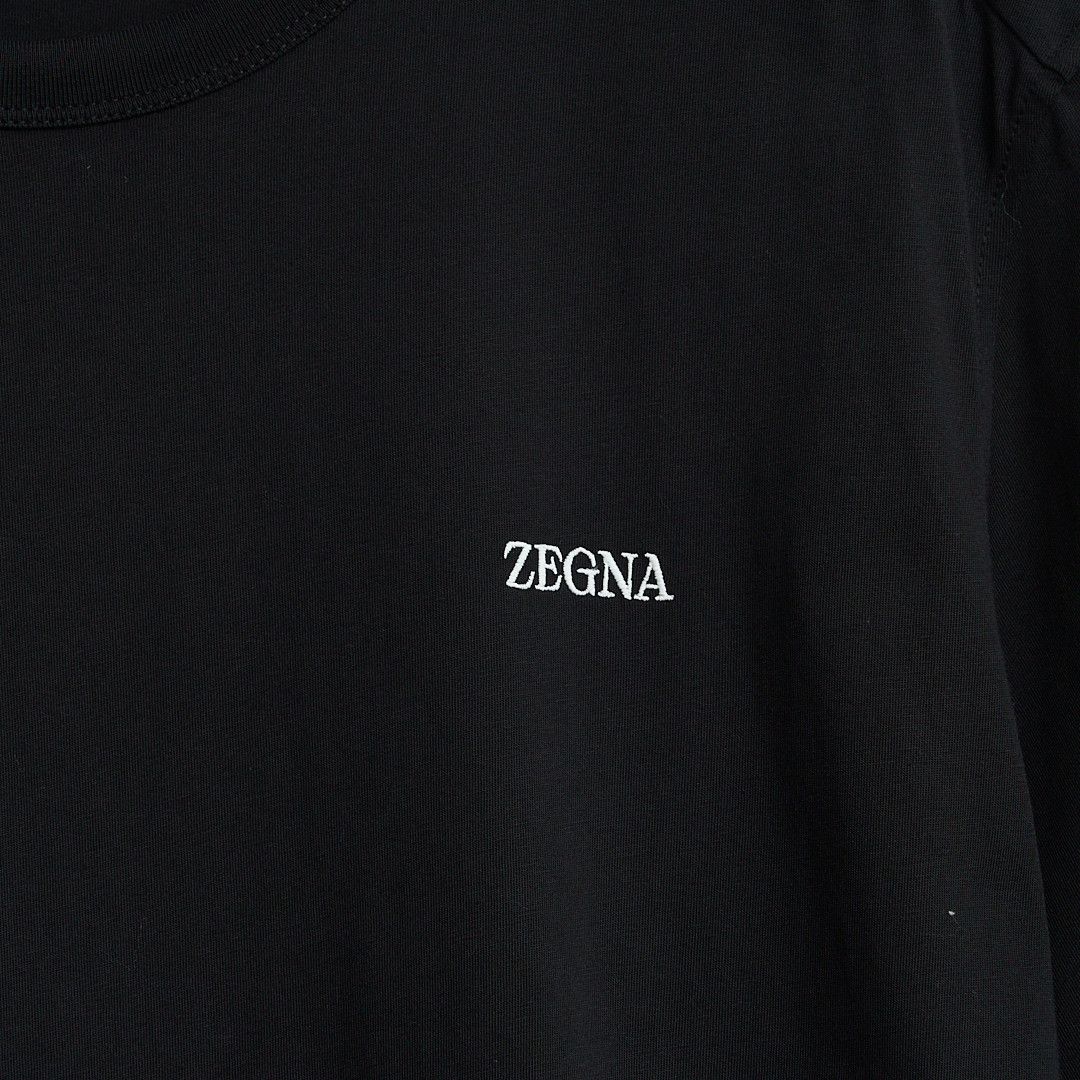 Ermenegildo Zegna ZEGNA Men's Logo Embroidered Crewneck T-shirt Size US L / EU 52-54 / 3 - 3 Thumbnail