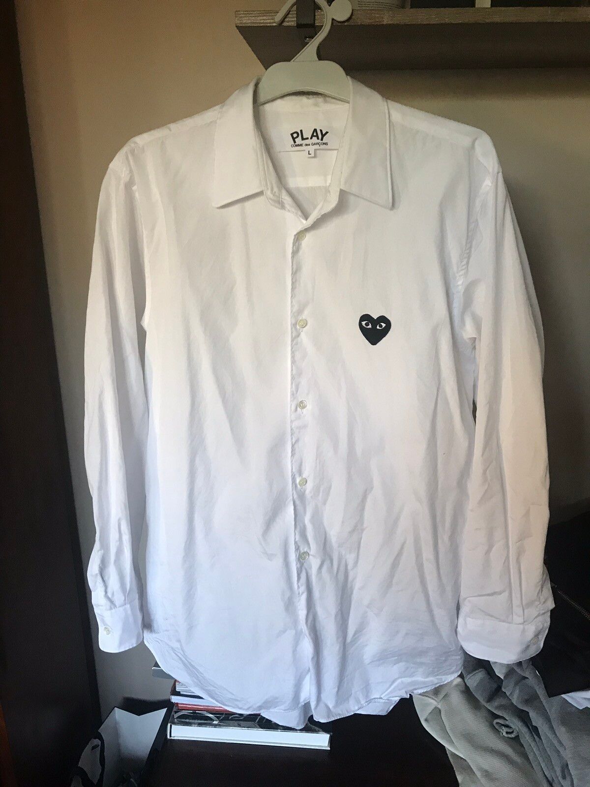 Comme Des Garcons Play CDG Button Up White | Grailed