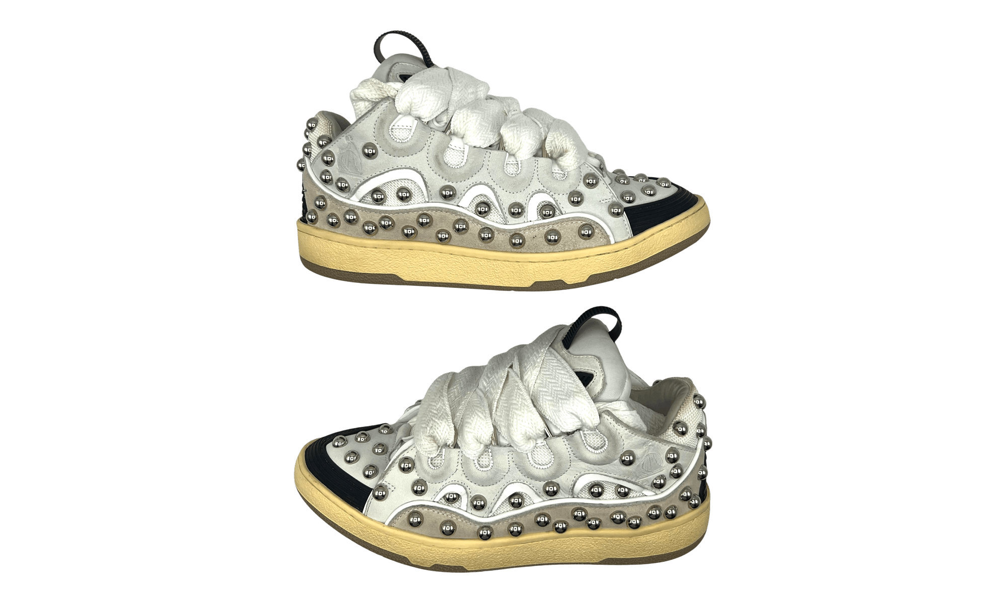 Lanvin Studded Leather Curb Sneaker White (PreOwned) Size US 6 / EU 39 - 2 Thumbnail