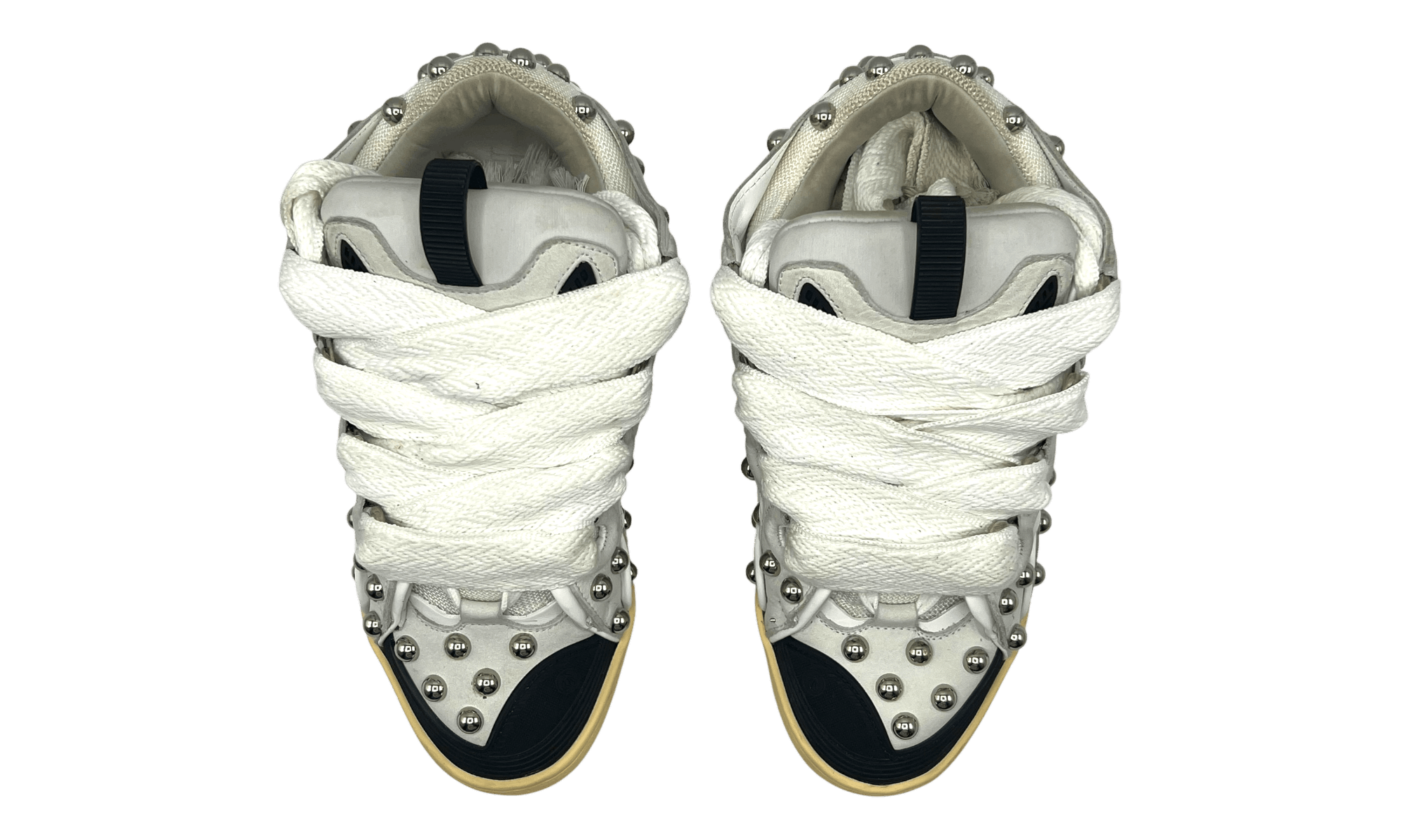 Lanvin Studded Leather Curb Sneaker White (PreOwned) Size US 6 / EU 39 - 4 Thumbnail