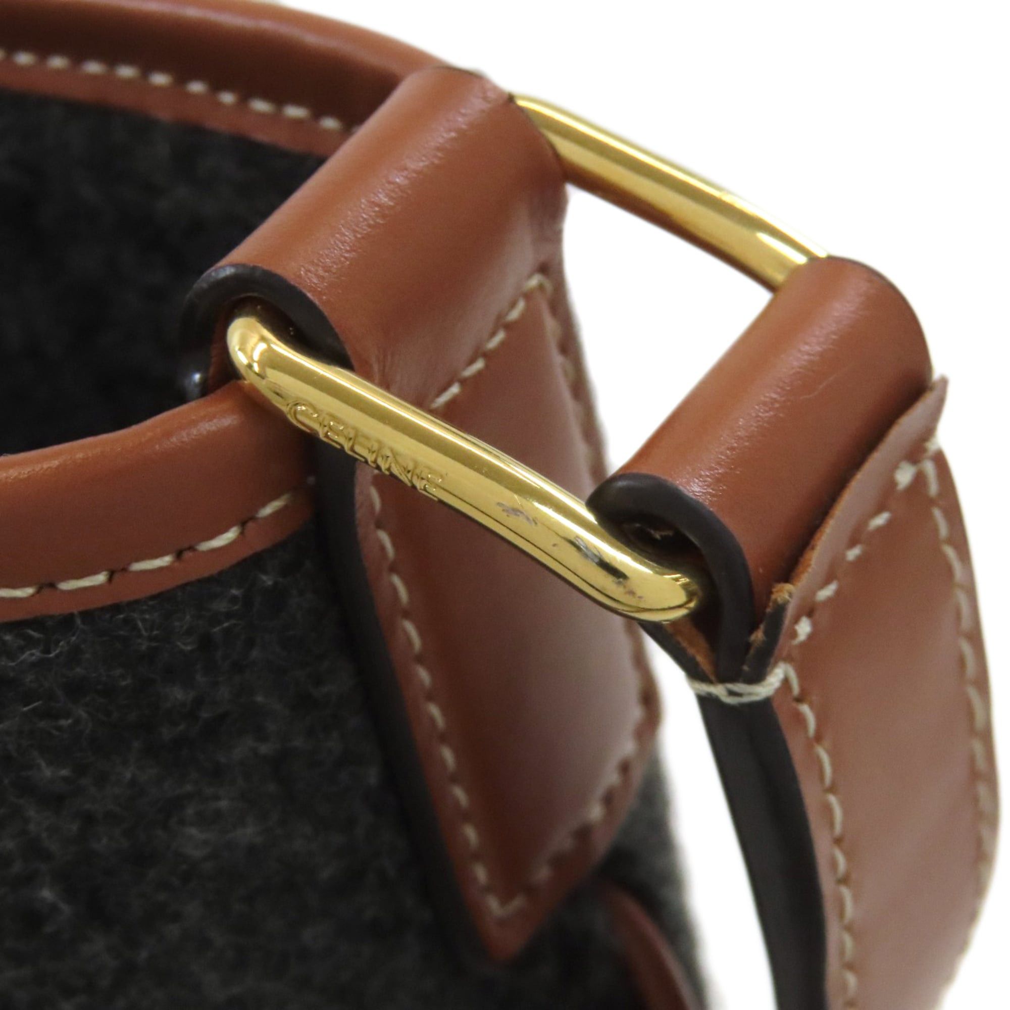 Celine Celine Bucket Long Shoulder Bag, Felt/Calfskin, Women's CELINE Size ONE SIZE - 13 Thumbnail
