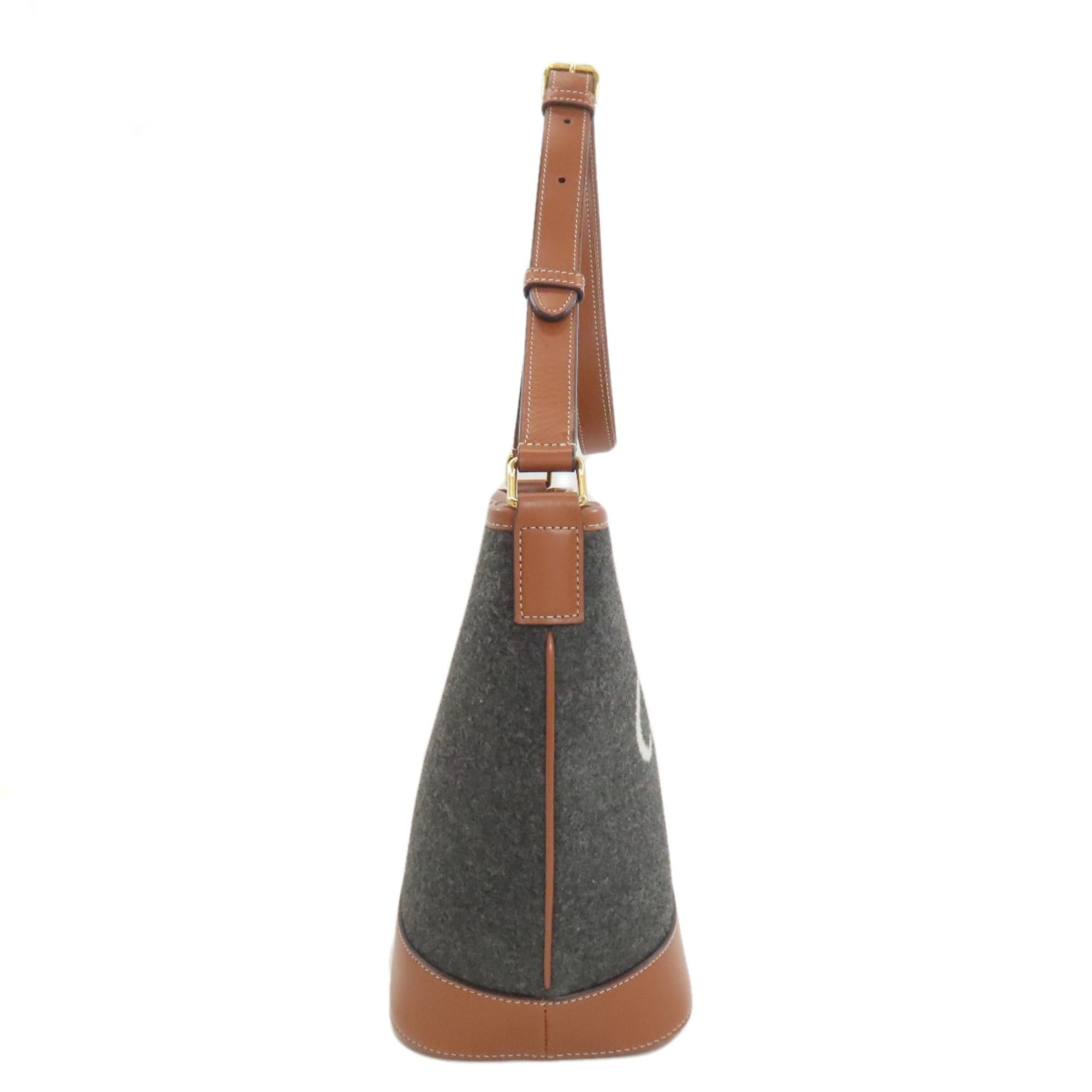 Celine Celine Bucket Long Shoulder Bag, Felt/Calfskin, Women's CELINE Size ONE SIZE - 3 Thumbnail