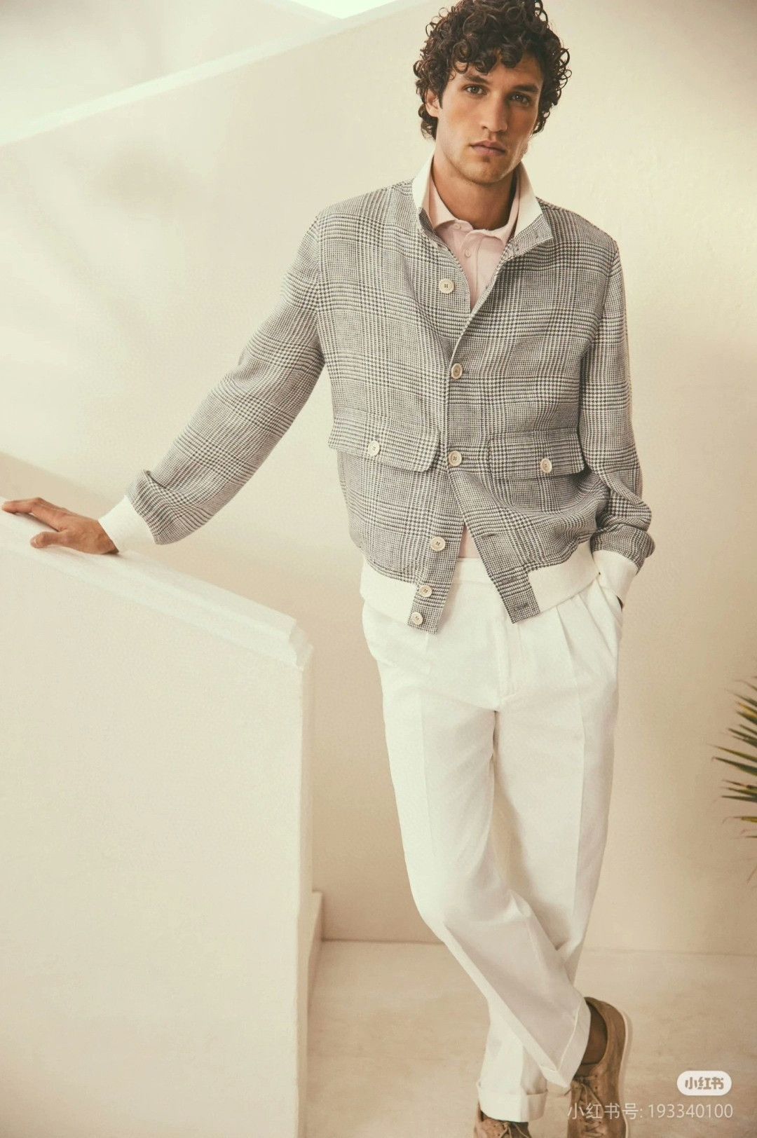 Brunello Cucinelli Brunello Cucinelli Men's Houndstooth Stand Collar Jacket Size US M / EU 48-50 / 2 - 7 Thumbnail
