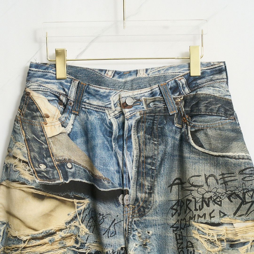 Acne Studios Acne Studios Unisex 3D Graffiti Distressed Jeans Size US 30 / EU 46 - 2 Thumbnail