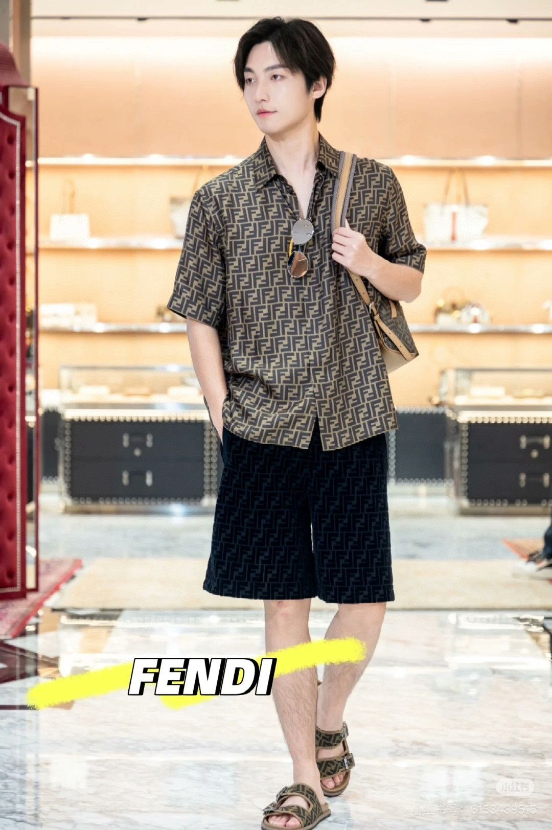 Fendi Fendi Men's All-over Logo Silk Shirt Size US XXS / EU 40 - 7 Thumbnail