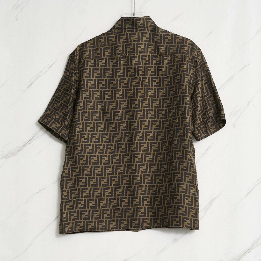 Fendi Fendi Men's All-over Logo Silk Shirt Size US XXS / EU 40 - 3 Thumbnail