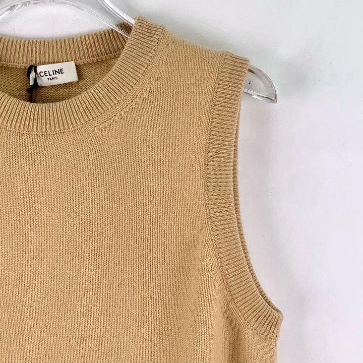 Celine Celine Brown Cashmere Arch Embroidery Sleeveless Vest Size M / US 6-8 / IT 42-44 - 3 Thumbnail