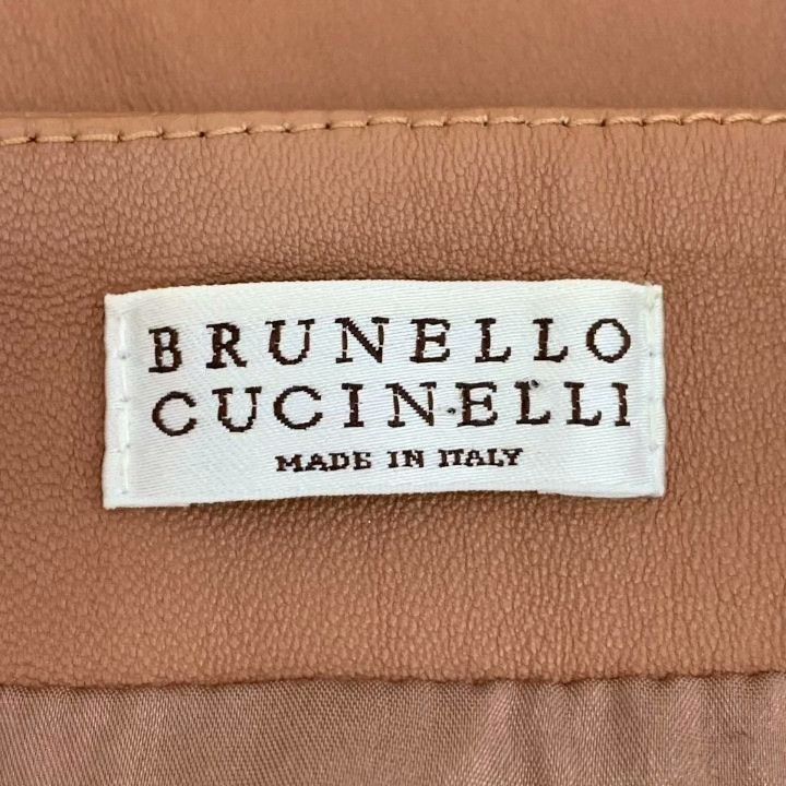 Brunello Cucinelli Brunello Cucinelli Brown Leather Casual Skirt Size 40" / US 18 - 5 Thumbnail
