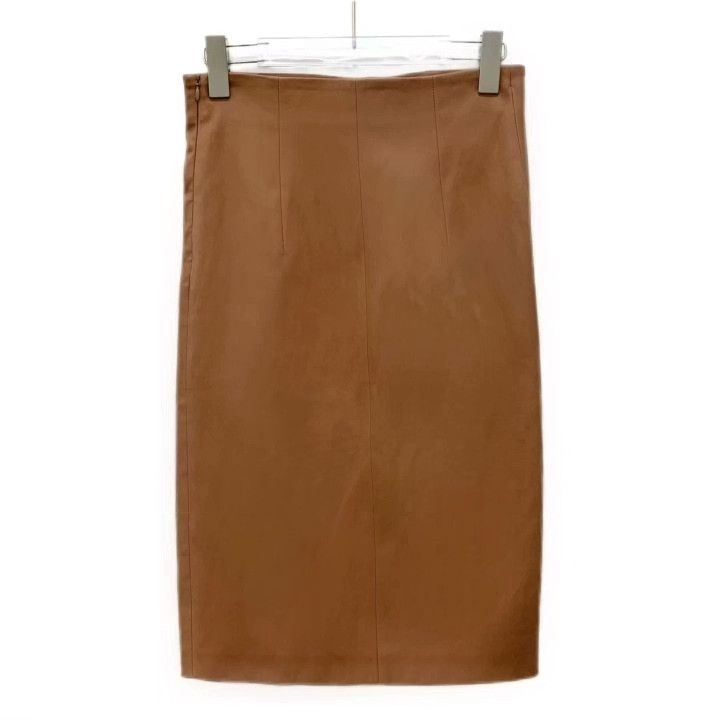 Brunello Cucinelli Brunello Cucinelli Brown Leather Casual Skirt Size 40" / US 18 - 2 Thumbnail