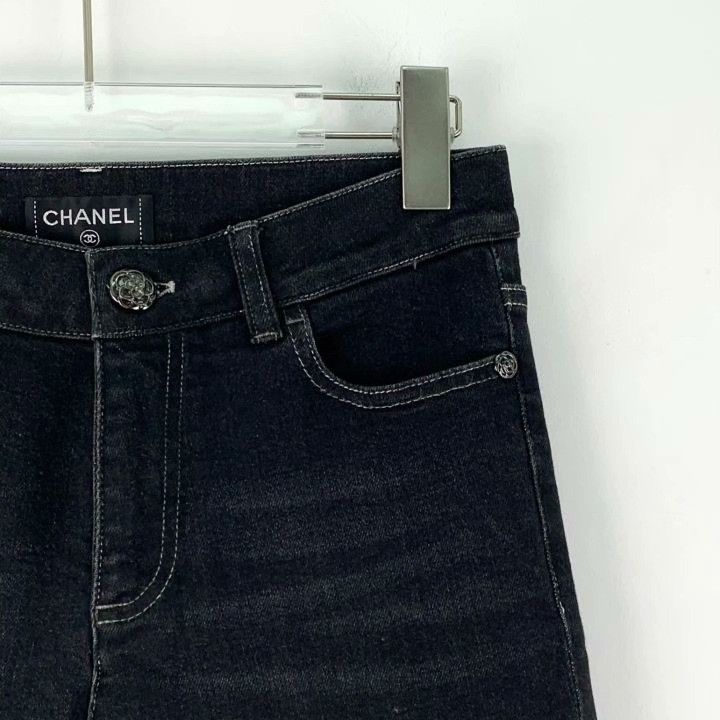 Chanel Chanel Black Camellia Lace Denim Pants Size 36" / US 14 / IT 50 - 3 Thumbnail