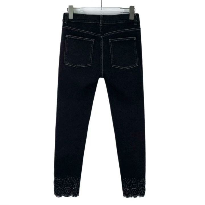 Chanel Chanel Black Camellia Lace Denim Pants Size 36" / US 14 / IT 50 - 2 Thumbnail