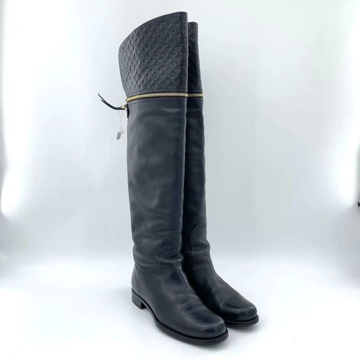 Louis Vuitton Louis Vuitton Black Over-the-Knee Leather Boots Size US 6.5 / IT 36.5 - 2 Thumbnail