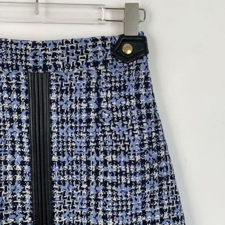 Louis Vuitton Louis Vuitton Blue Logo Jacquard Wool Skirt Size 34" / US 12 / IT 48 - 3 Thumbnail
