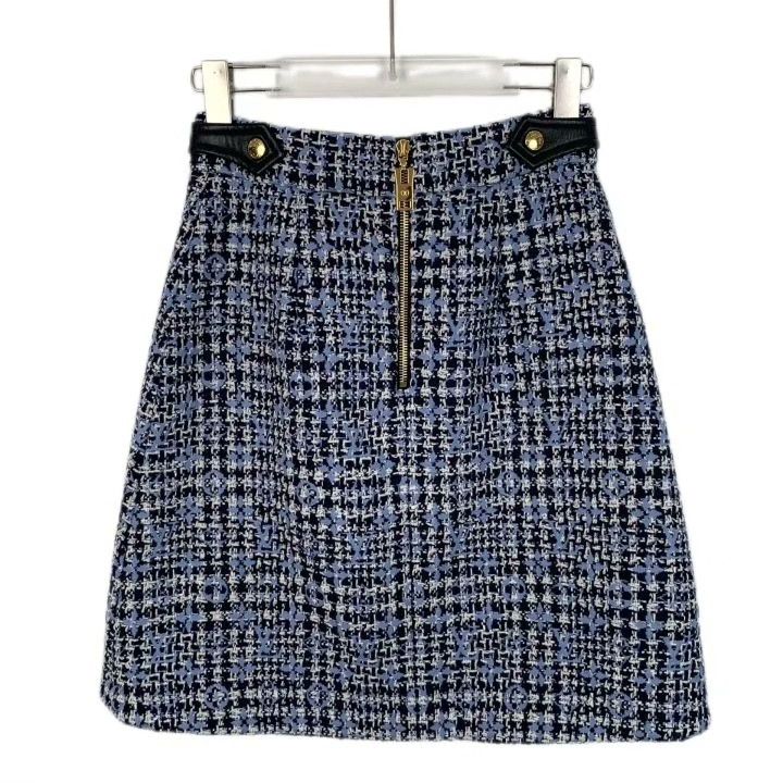 Louis Vuitton Louis Vuitton Blue Logo Jacquard Wool Skirt Size 34" / US 12 / IT 48 - 2 Thumbnail