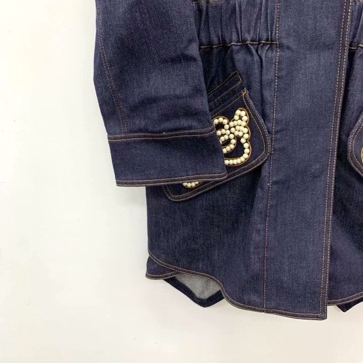 Fendi Fendi Pearl Decorated Hooded Denim Jacket Size L / US 10 / IT 46 - 4 Thumbnail