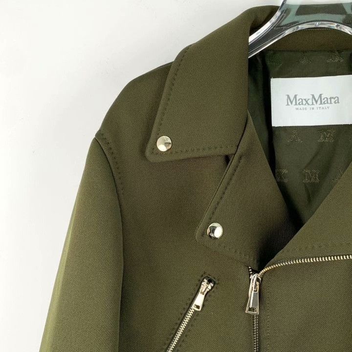 Max Mara Maxmara Dark Green Cotton Zip Jacket Size M / US 6-8 / IT 42-44 - 3 Thumbnail