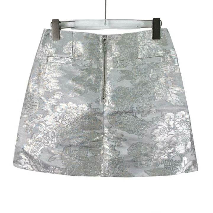 Louis Vuitton Louis Vuitton Silver Floral Embroidery Skirt Size 36" / US 14 / IT 50 - 2 Thumbnail