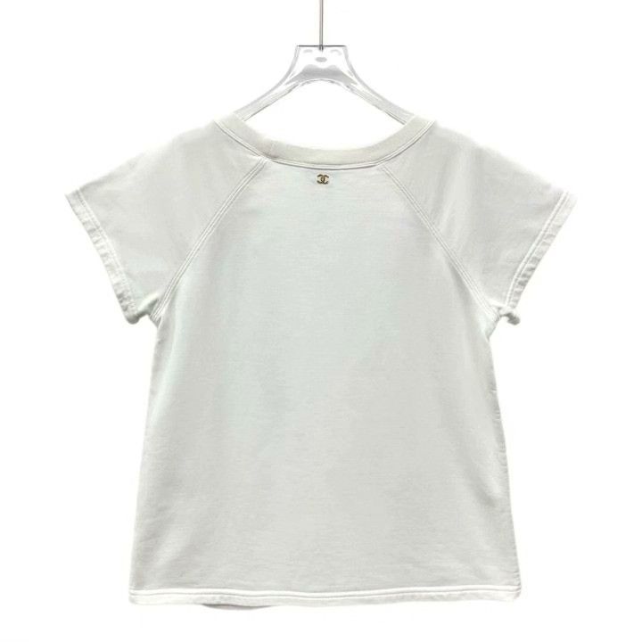 Chanel Chanel White Laurel Double C Print T-shirt Size M / US 6-8 / IT 42-44 - 2 Thumbnail