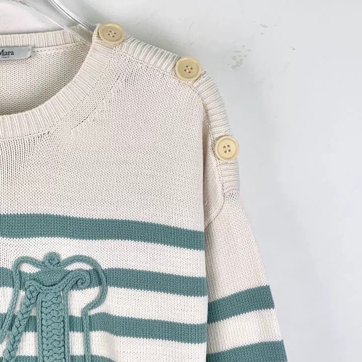 Max Mara Maxmara Colorblock Stripe Logo Cotton Sweater Size M / US 6-8 / IT 42-44 - 3 Thumbnail