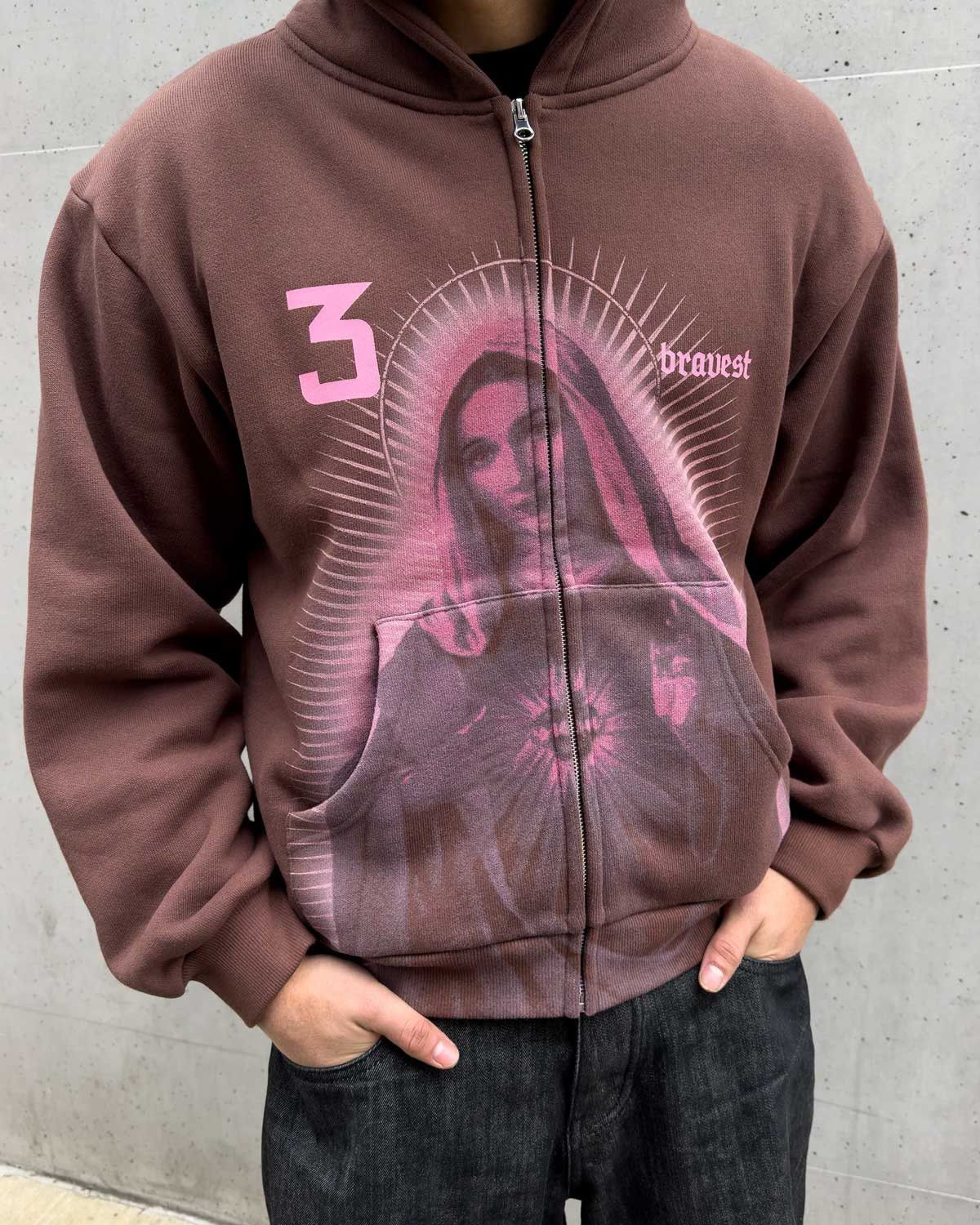 Bravest Studios Mary Zip Up Hoodie Brown (UPGRADED) Size US XL / EU 56 / 4 - 2 Thumbnail
