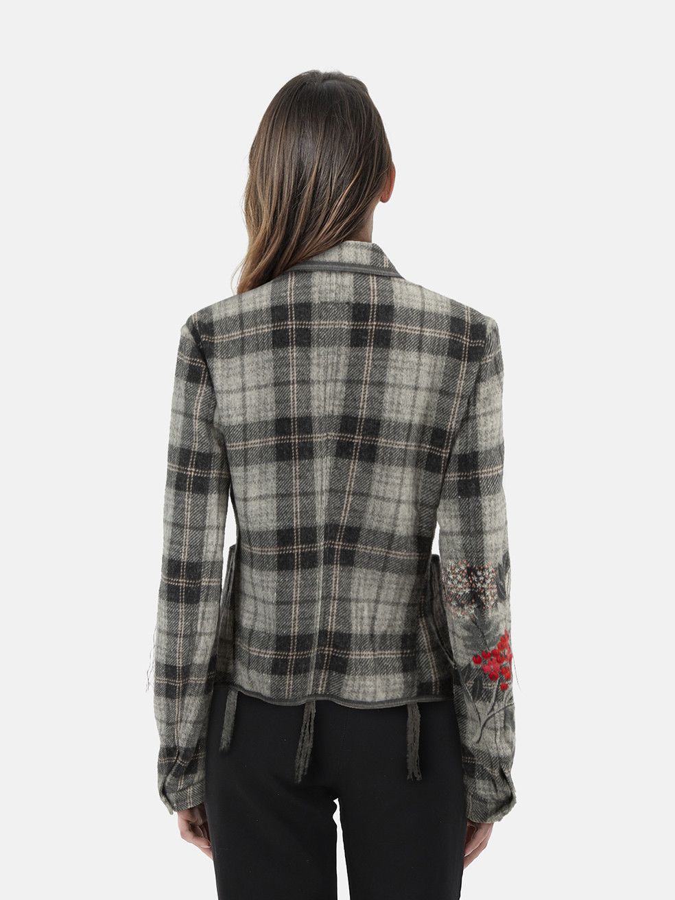 Marithe + Francois Girbaud Grey Wool Tartan Jacket Size L / US 10 / IT 46 - 2 Thumbnail