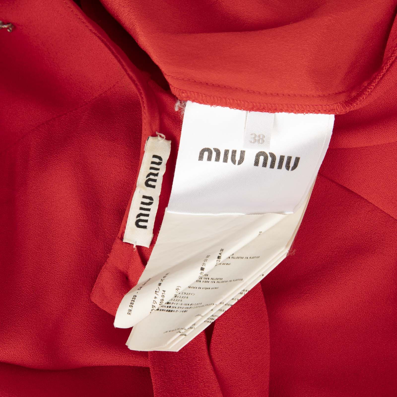 Miu Miu Red Embellished Blouse Size XS / US 0-2 / IT 36-38 - 8 Thumbnail