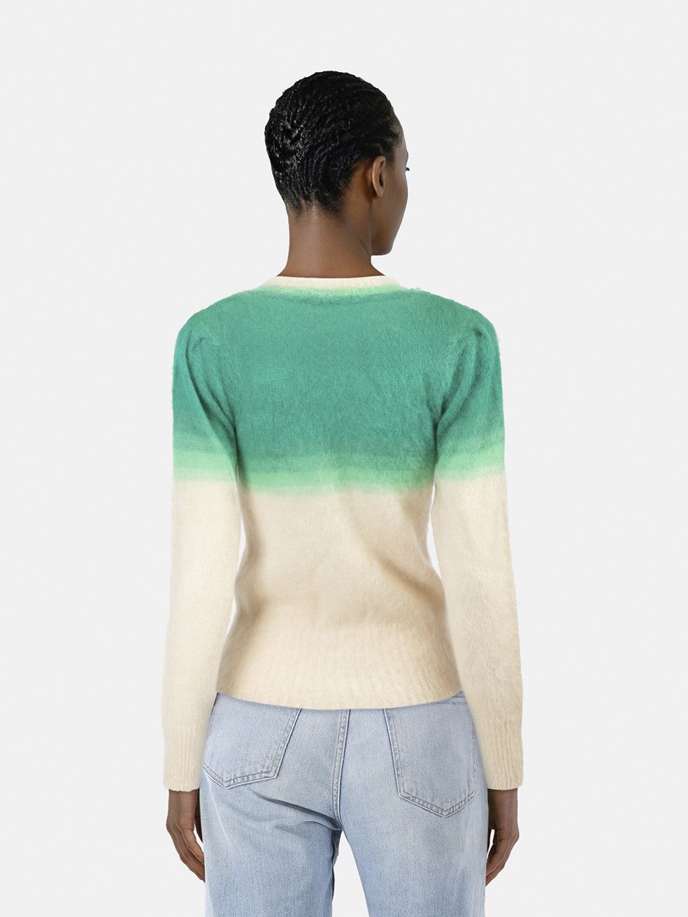 Isabel Marant Green & Beige Ombré Mohair Sweater Size XS / US 0-2 / IT 36-38 - 2 Thumbnail
