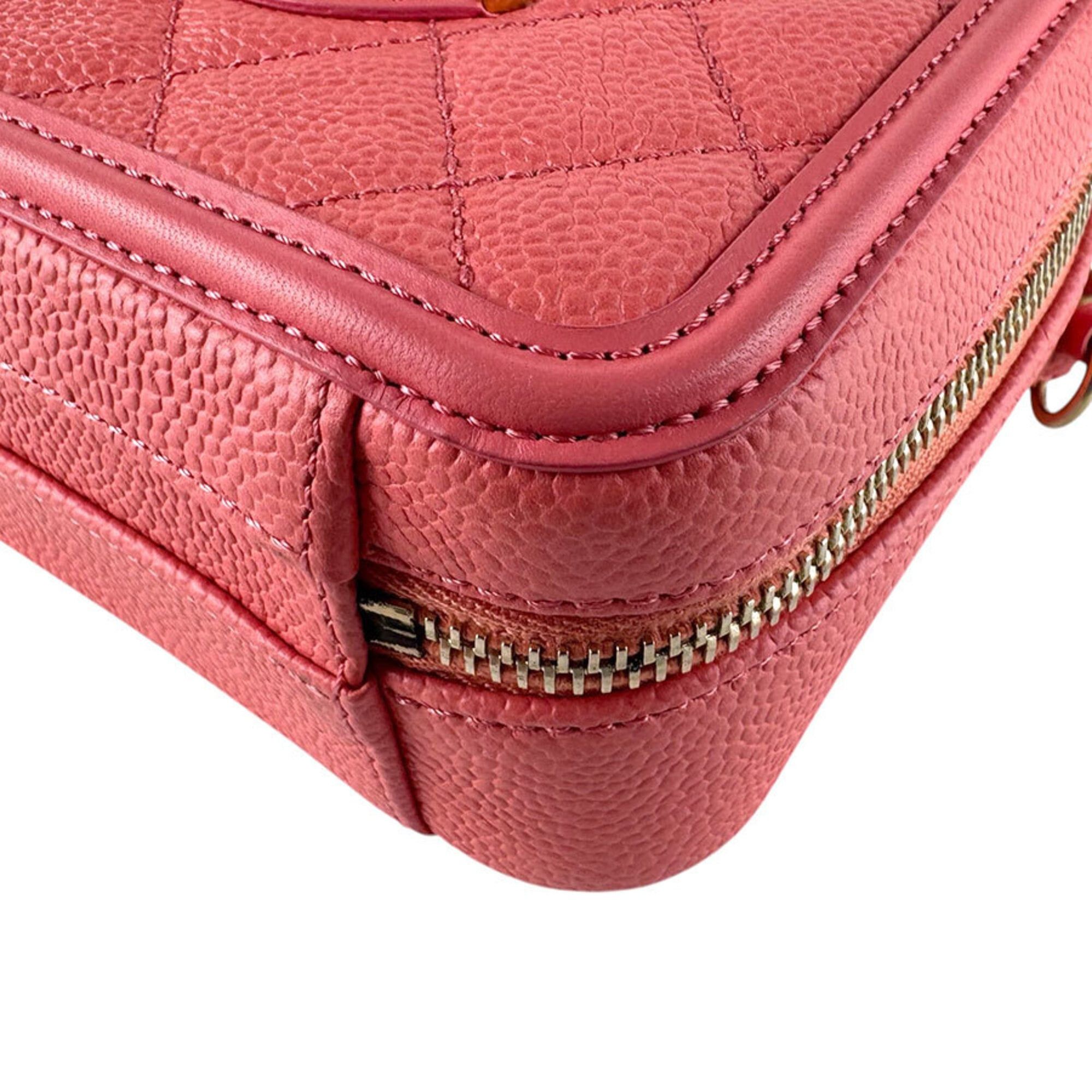 Chanel Chanel Shoulder Bag CC Figley Caviar Leather Pink Women's z9351 Size ONE SIZE - 9 Thumbnail