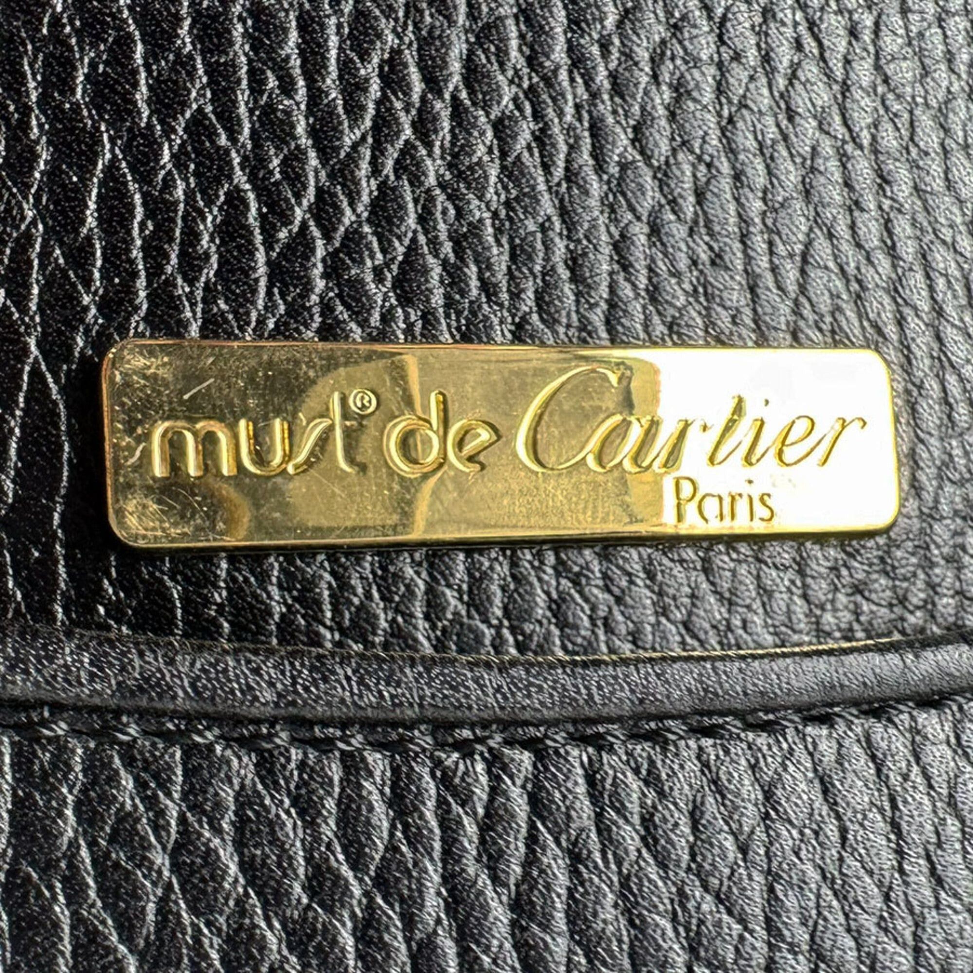 Cartier Cartier shoulder bag, Must line, leather, black and gold, women's, z9344 Size ONE SIZE - 12 Thumbnail
