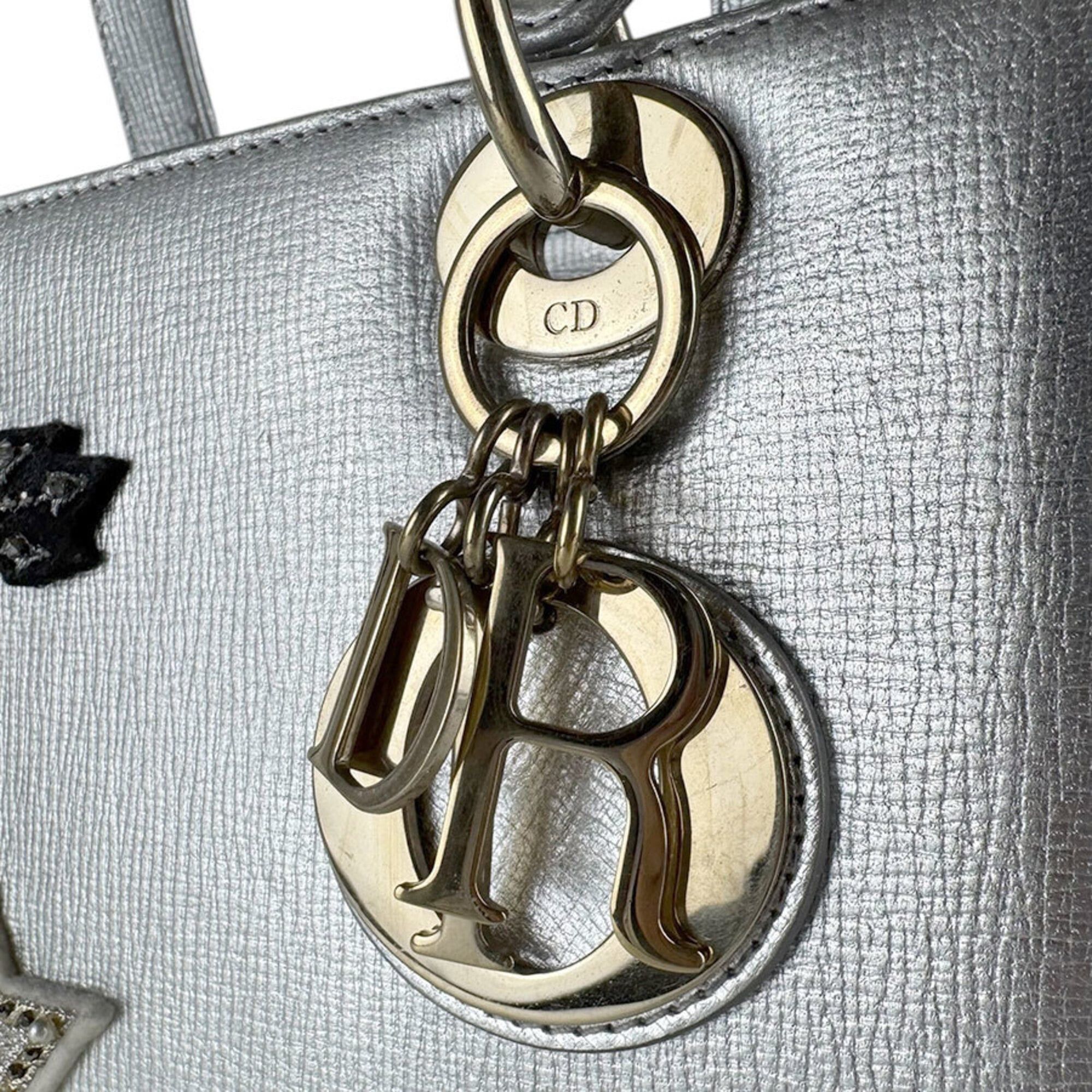 Dior Christian Dior Lady handbag/shoulder bag, leather, silver, multicolor, gold, women's, z9346 Size ONE SIZE - 12 Thumbnail