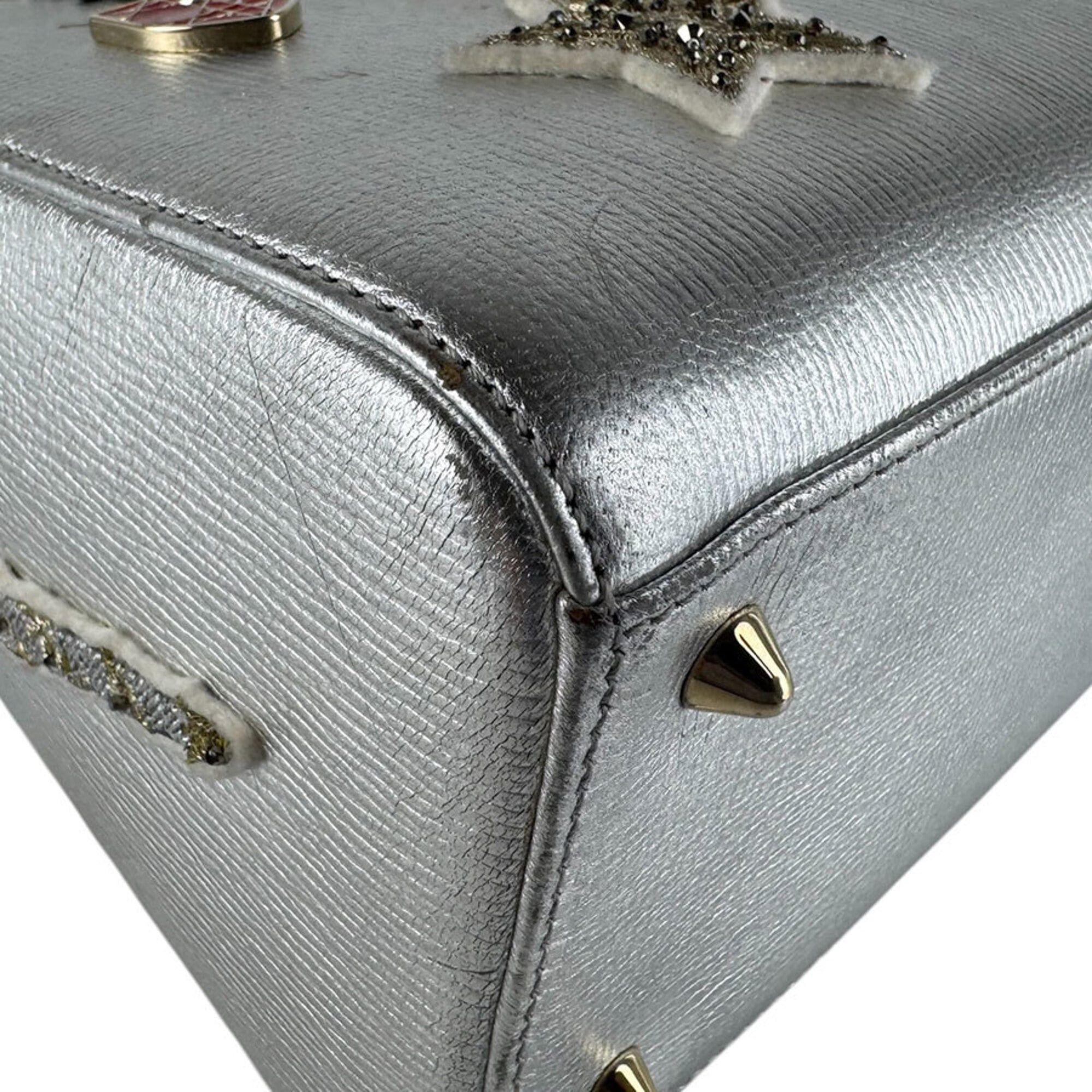 Dior Christian Dior Lady handbag/shoulder bag, leather, silver, multicolor, gold, women's, z9346 Size ONE SIZE - 8 Thumbnail