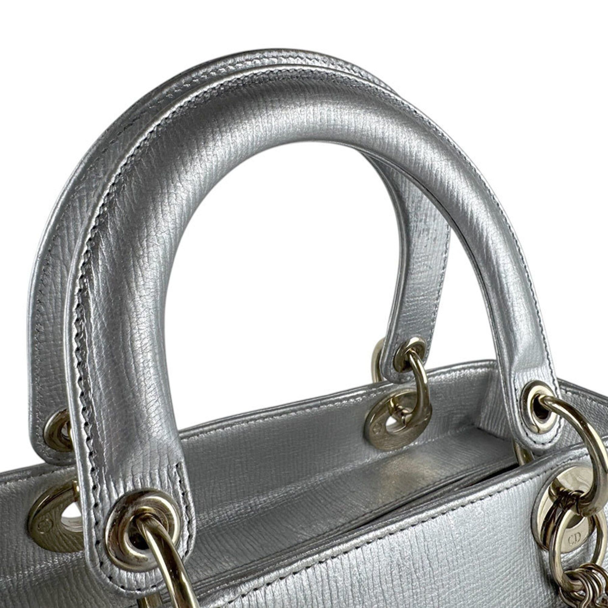 Dior Christian Dior Lady handbag/shoulder bag, leather, silver, multicolor, gold, women's, z9346 Size ONE SIZE - 10 Thumbnail